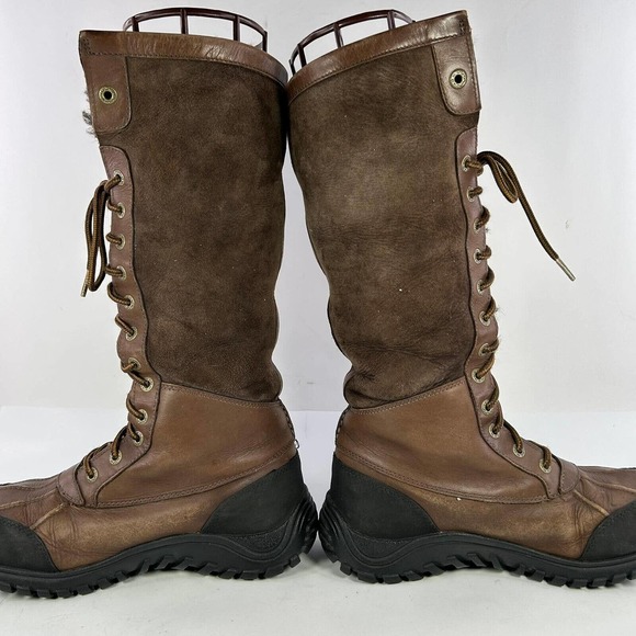 UGG Australia Women’s Adirondack Tall Brown Boot US 10 Sheepskin 12 Eyelet Boots - Picture 7 of 12